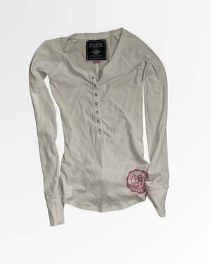 Victoria's Secret PINK University of PINK Henley Long Sleeve Shirt, Size Large